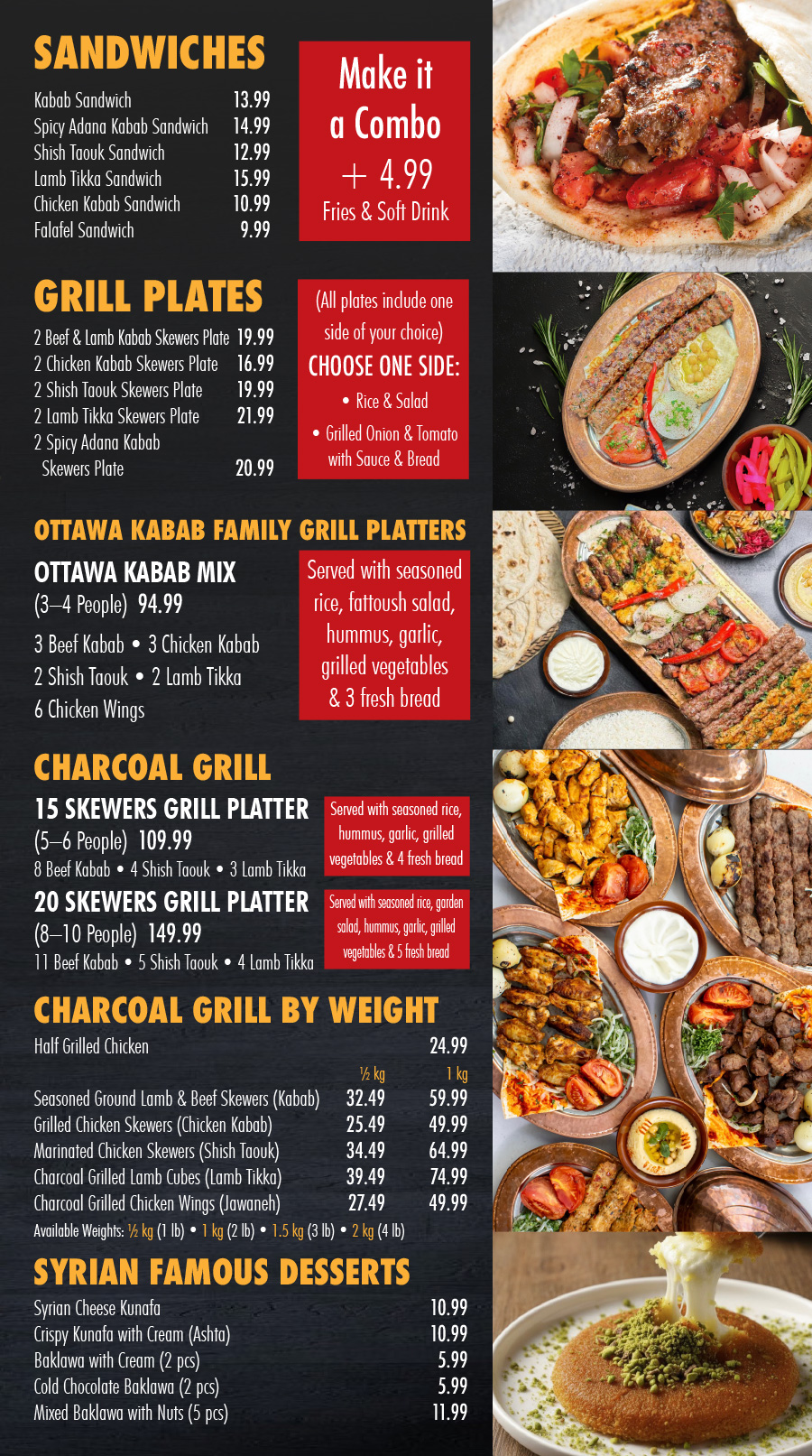 Ottawa Kabab Menu
